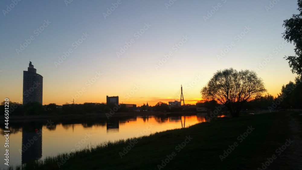 sunset over the river