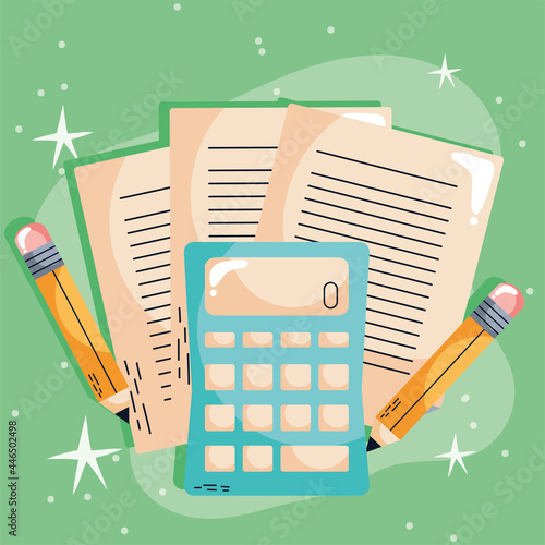 calculator and pencils
