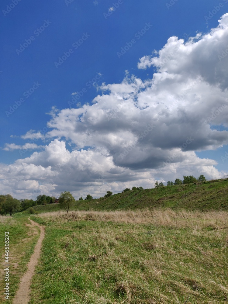picturesque landscape road to the sky and clouds