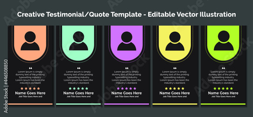 Creative editable vector Testimonial, quote, Banner, Infographics, Text in brackets, Textbox isolated on color background illustration
