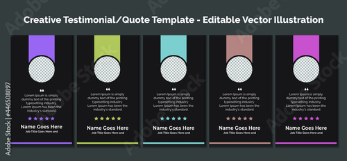 Creative editable vector Testimonial, quote, Banner, Infographics, Text in brackets, Textbox isolated on color background illustration