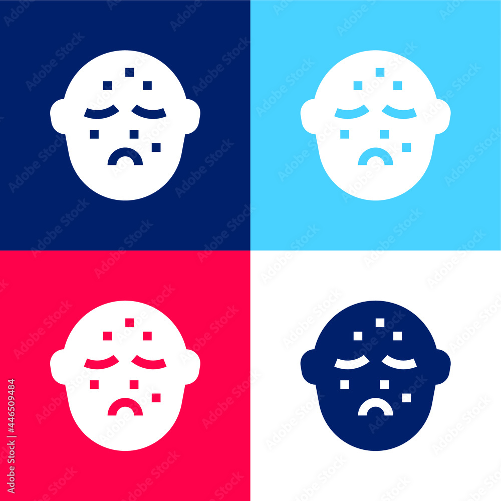 Acne blue and red four color minimal icon set Acne blue and red four color minimal icon set