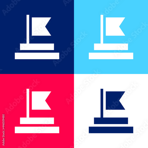 Achievement blue and red four color minimal icon set