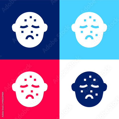 Acne blue and red four color minimal icon set