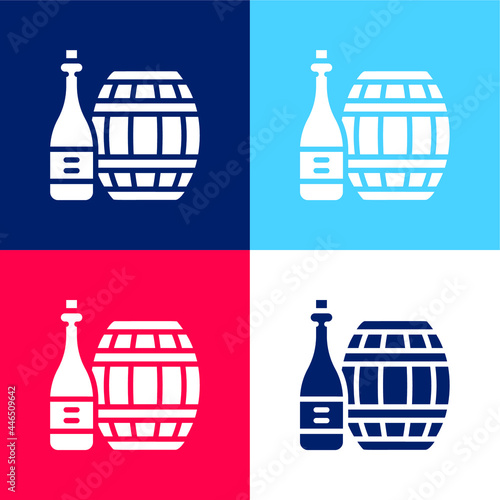 Barrel blue and red four color minimal icon set