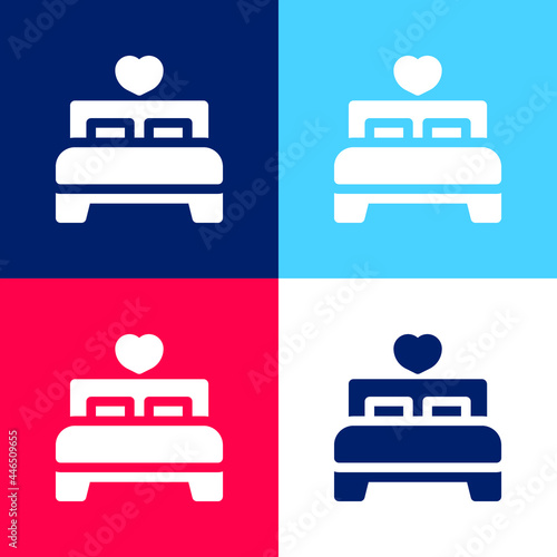 Bed blue and red four color minimal icon set