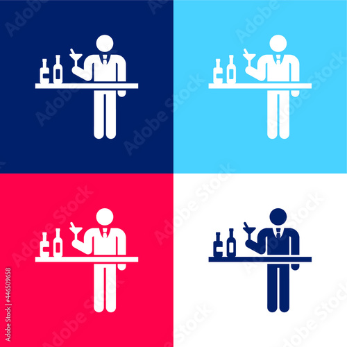 Barman blue and red four color minimal icon set