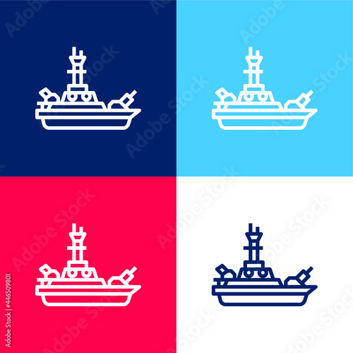Battleship blue and red four color minimal icon set