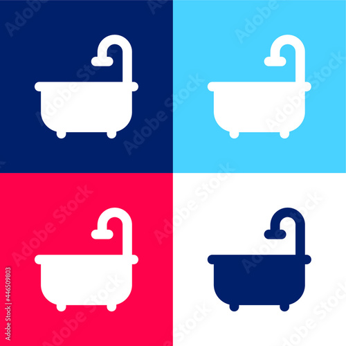 Bathtub blue and red four color minimal icon set