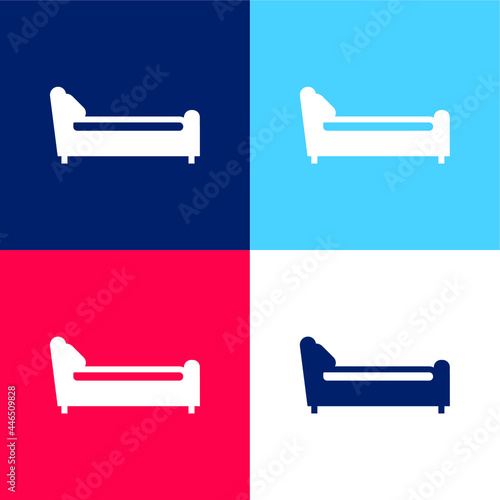 Bed Left Side blue and red four color minimal icon set