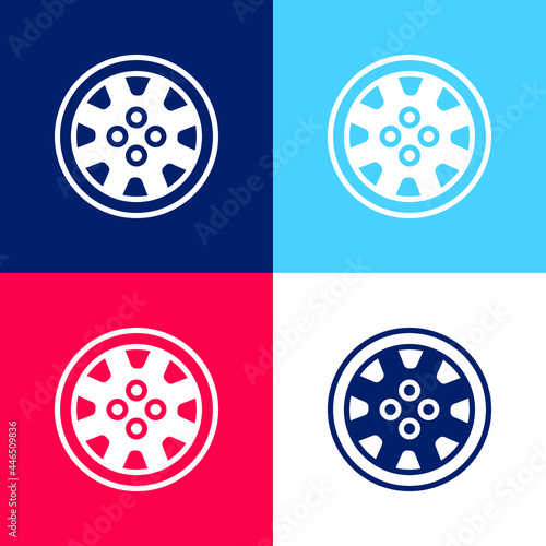 Alloy Wheel blue and red four color minimal icon set