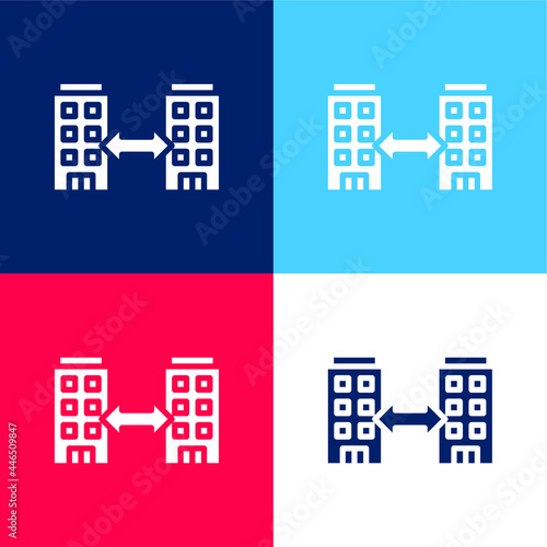 B2b blue and red four color minimal icon set