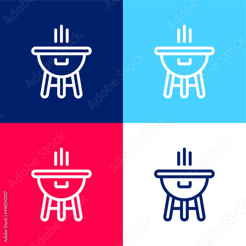 Bbq blue and red four color minimal icon set