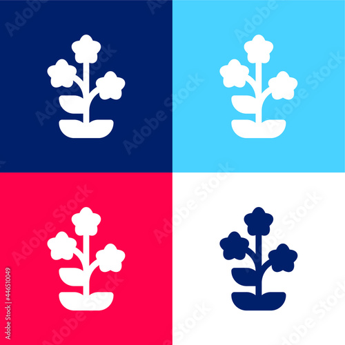 Alpine Forget Me Not blue and red four color minimal icon set
