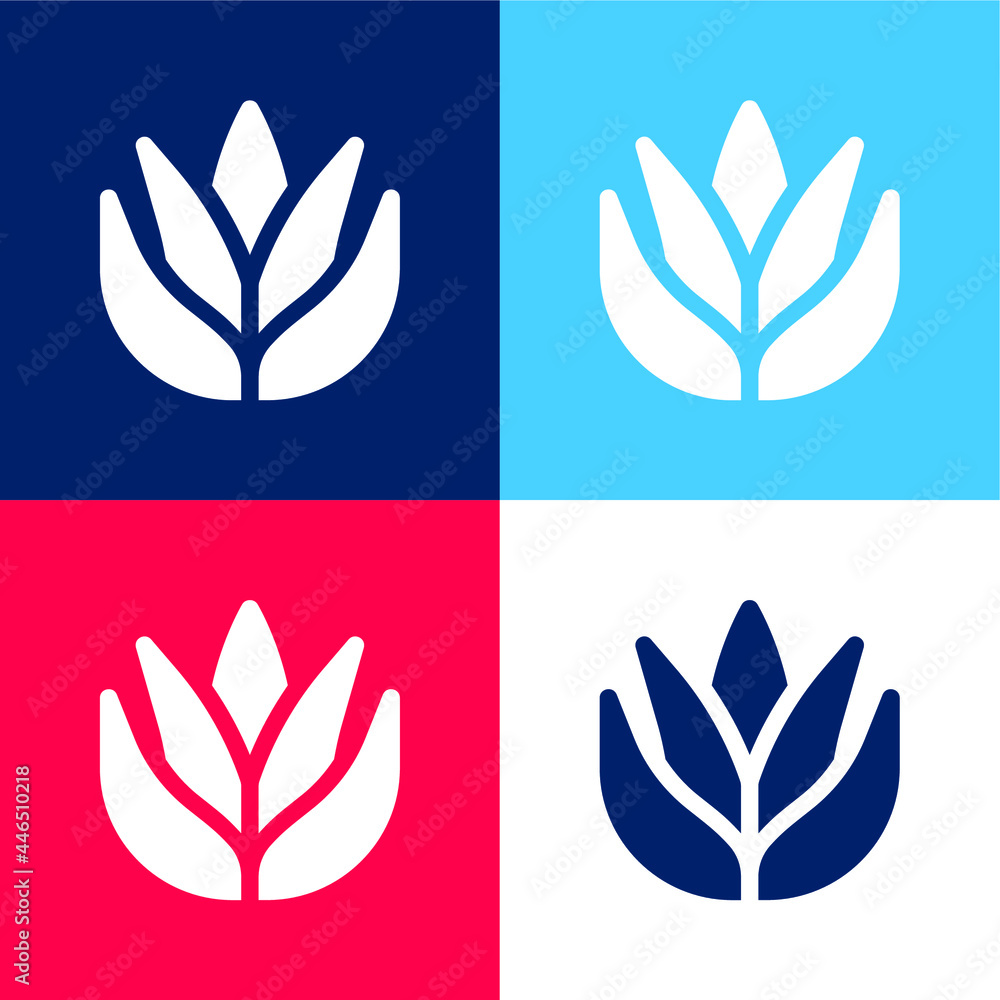 Aloe Vera blue and red four color minimal icon set Aloe Vera blue and red four color minimal icon set