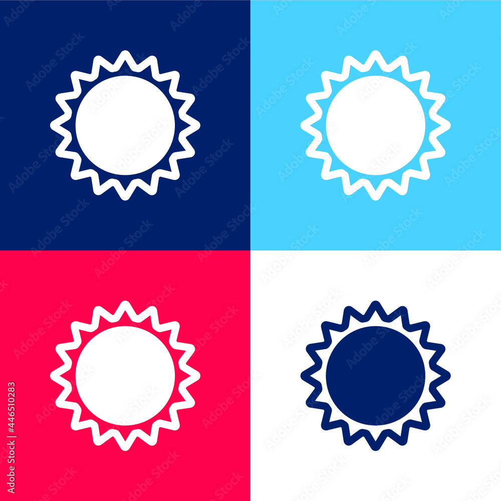 Annular Eclipse blue and red four color minimal icon set Annular Eclipse blue and red four color minimal icon set