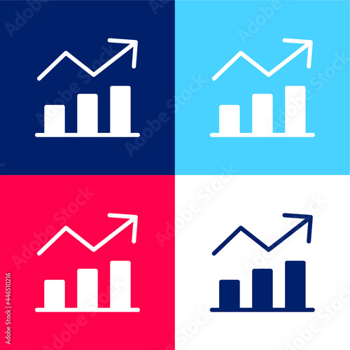 Analytics blue and red four color minimal icon set
