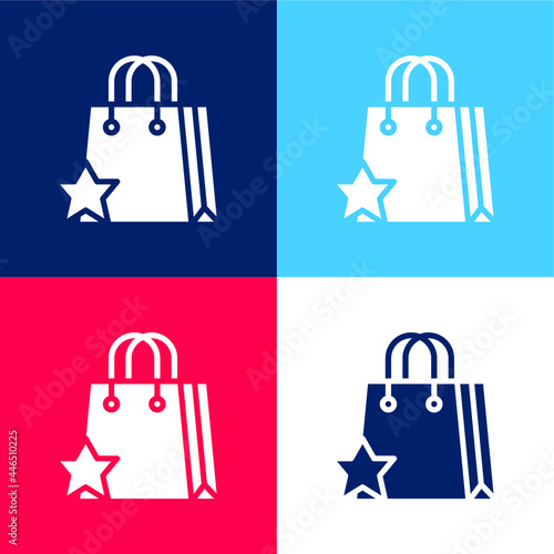 Add To Favorites blue and red four color minimal icon set