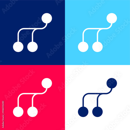 Analytics blue and red four color minimal icon set