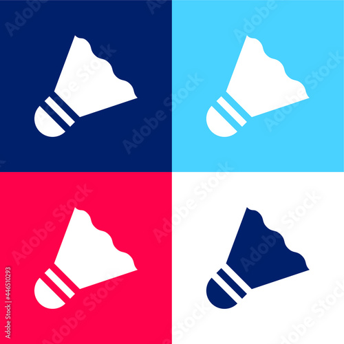 Badminton blue and red four color minimal icon set