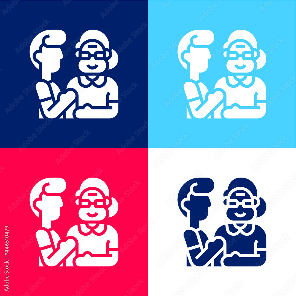 Beneficiary blue and red four color minimal icon set Beneficiary blue and red four color minimal icon set