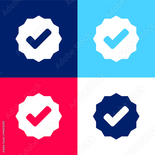 Approved Signal blue and red four color minimal icon set