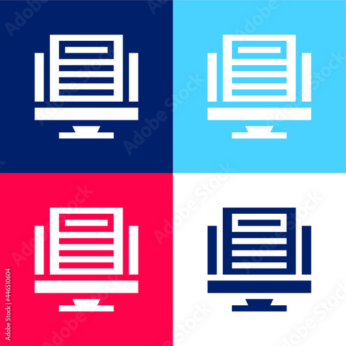 Article blue and red four color minimal icon set