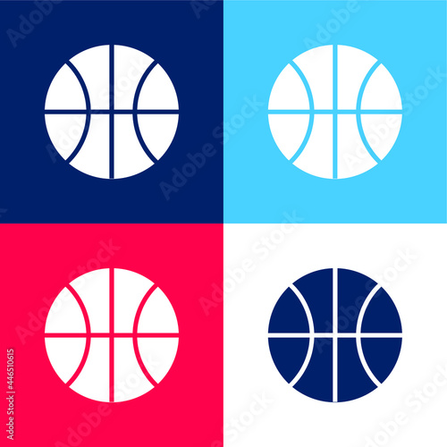 Basketball Match blue and red four color minimal icon set