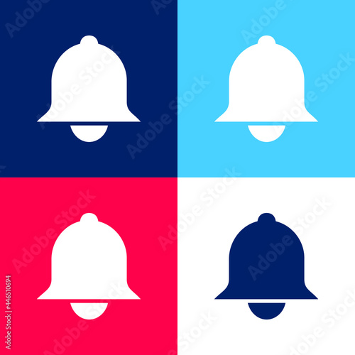 Alarm Bell blue and red four color minimal icon set