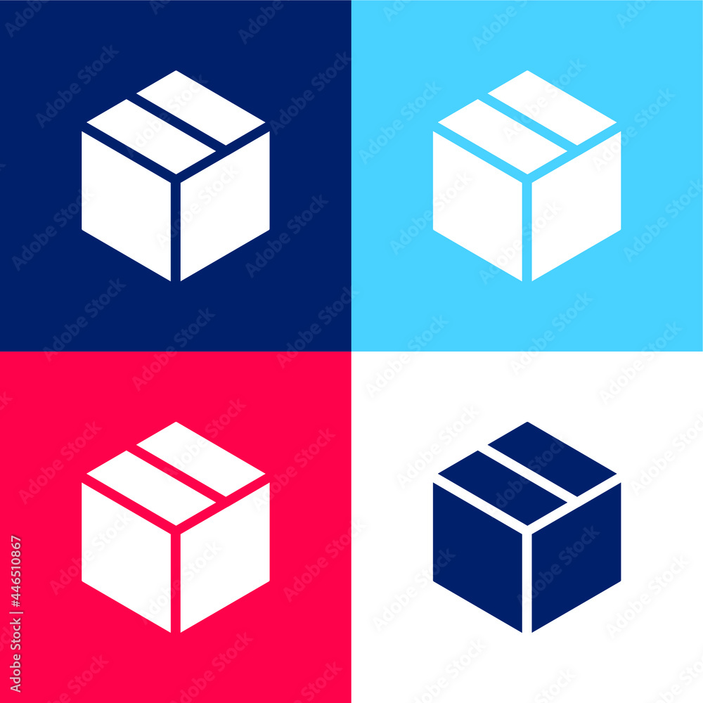 Box blue and red four color minimal icon set Box blue and red four color minimal icon set