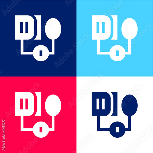 Blood Pressure Gauge blue and red four color minimal icon set