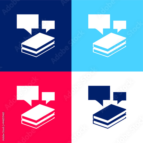 Book blue and red four color minimal icon set