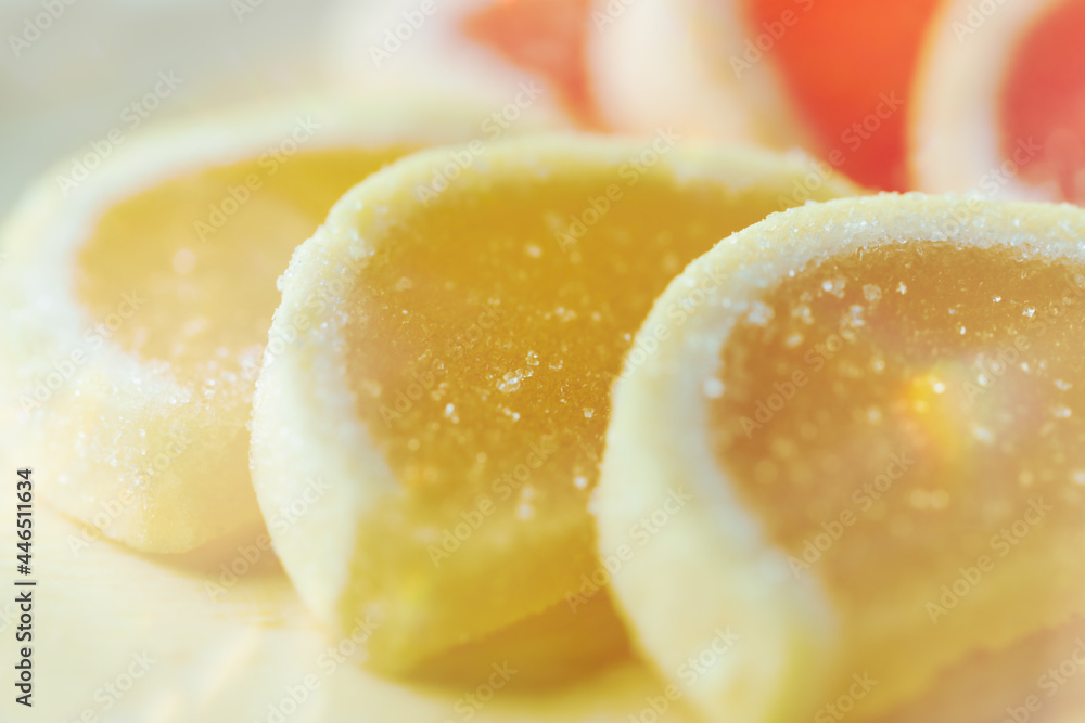Close up of Yellow and Orange, jelly beans. Close up of Yellow and Orange, jelly beans.