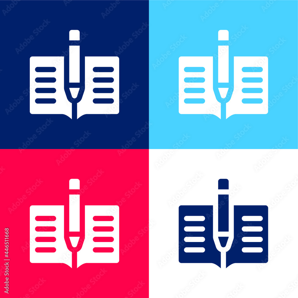 Book blue and red four color minimal icon set Book blue and red four color minimal icon set