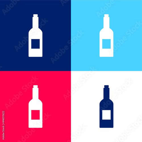 Bottle Of Wine blue and red four color minimal icon set