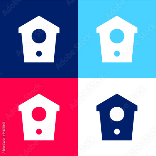 Birdhouse blue and red four color minimal icon set