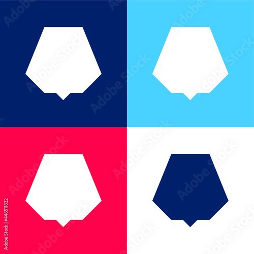 Black Nonagon blue and red four color minimal icon set photo