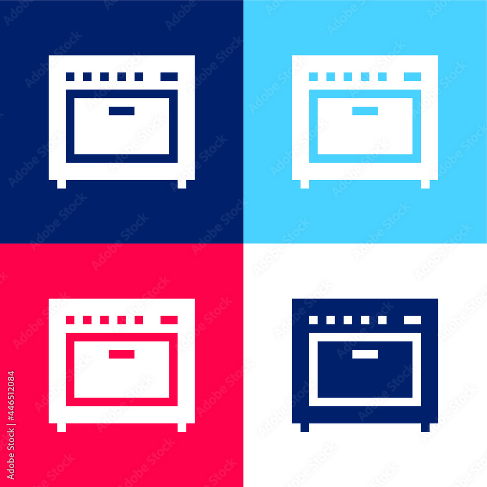 Amplifier blue and red four color minimal icon set Amplifier blue and red four color minimal icon set