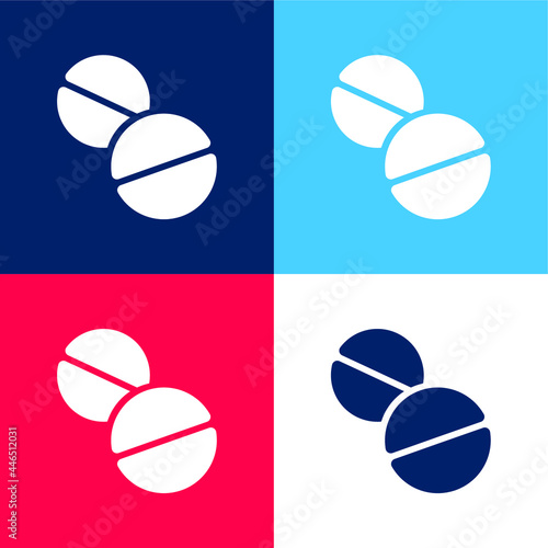 Aspirins blue and red four color minimal icon set photo