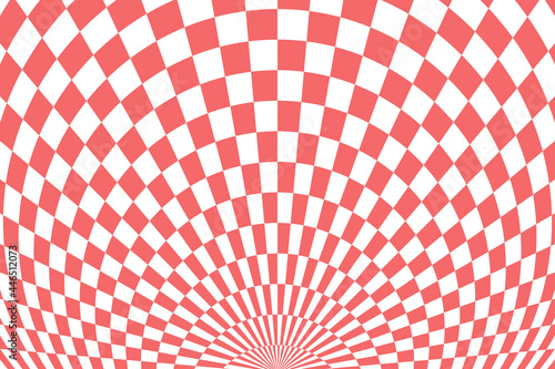 Vector illustration of checkered pattern with optical illusion. Op art abstract background.