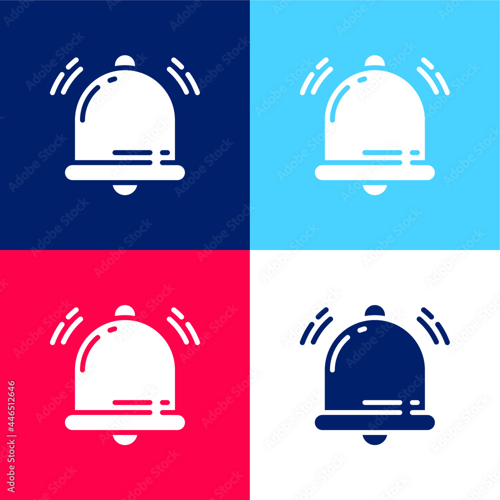 Fototapeta premium Bell blue and red four color minimal icon set