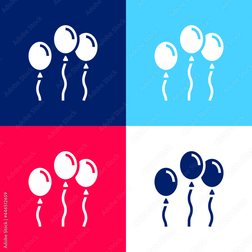 Fototapeta premium Balloon blue and red four color minimal icon set