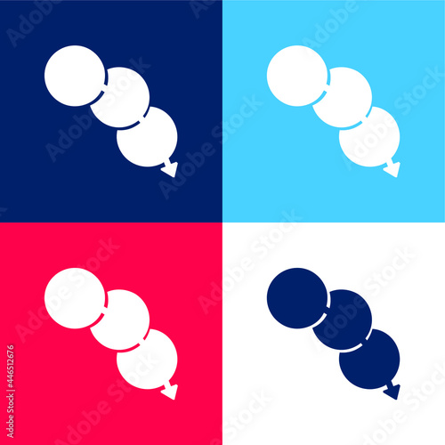 Arrow Through Circles blue and red four color minimal icon set