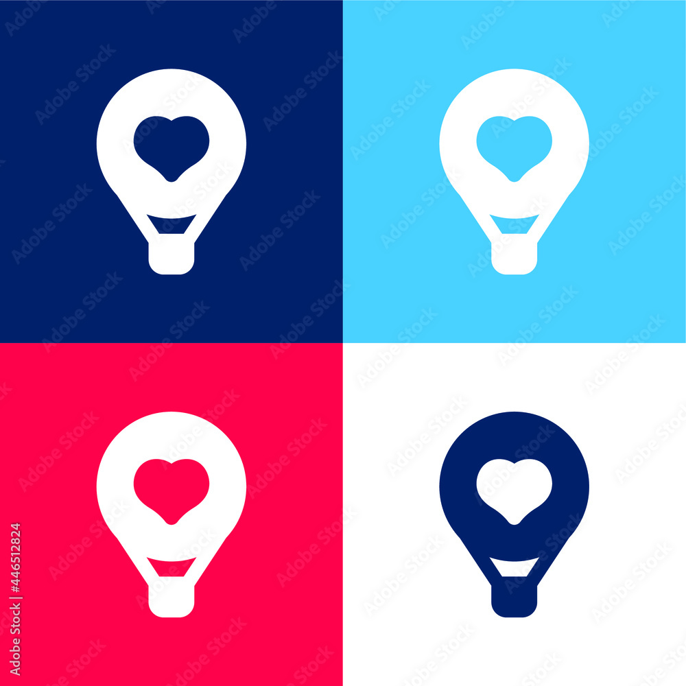 Balloon blue and red four color minimal icon set Balloon blue and red four color minimal icon set