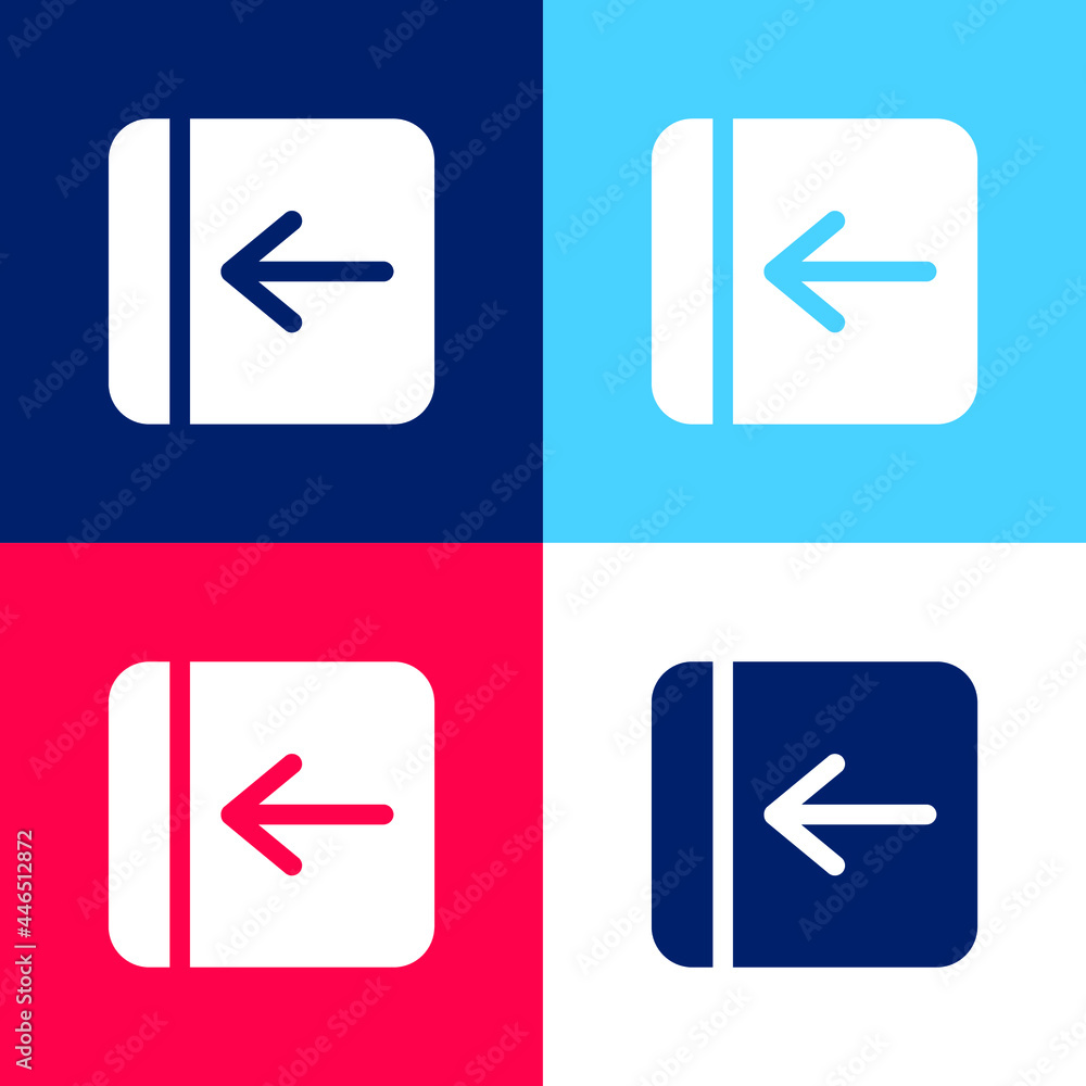 Back Arrow Solid Square Button blue and red four color minimal icon set Back Arrow Solid Square Button blue and red four color minimal icon set