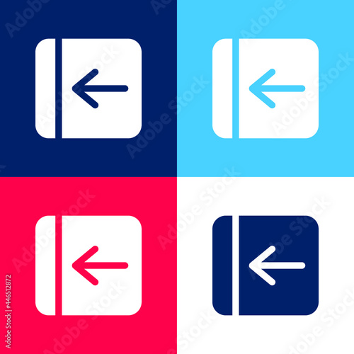 Back Arrow Solid Square Button blue and red four color minimal icon set