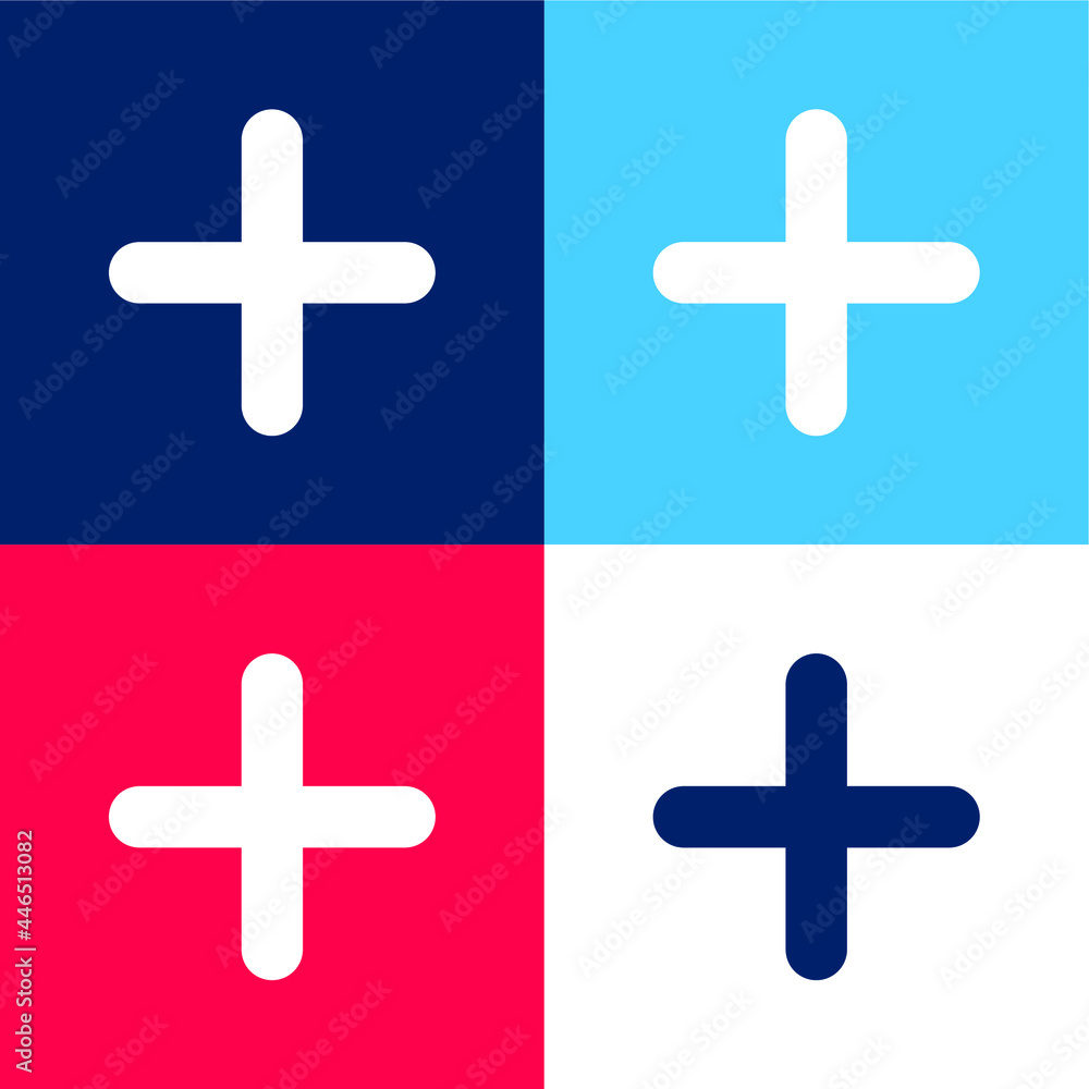 Obraz premium Addition Thick Symbol blue and red four color minimal icon set