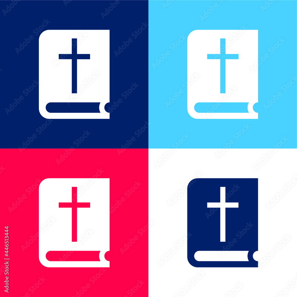 Fototapeta premium Bible blue and red four color minimal icon set