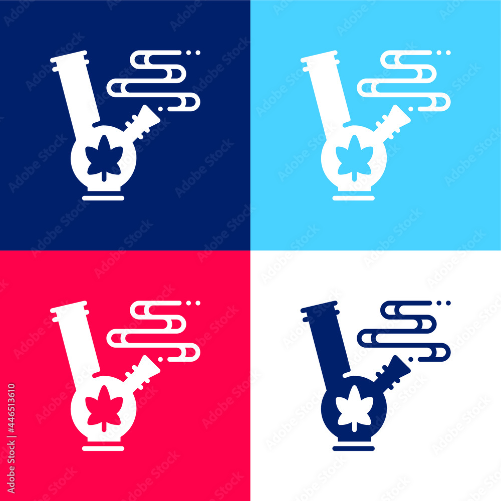 Bong blue and red four color minimal icon set