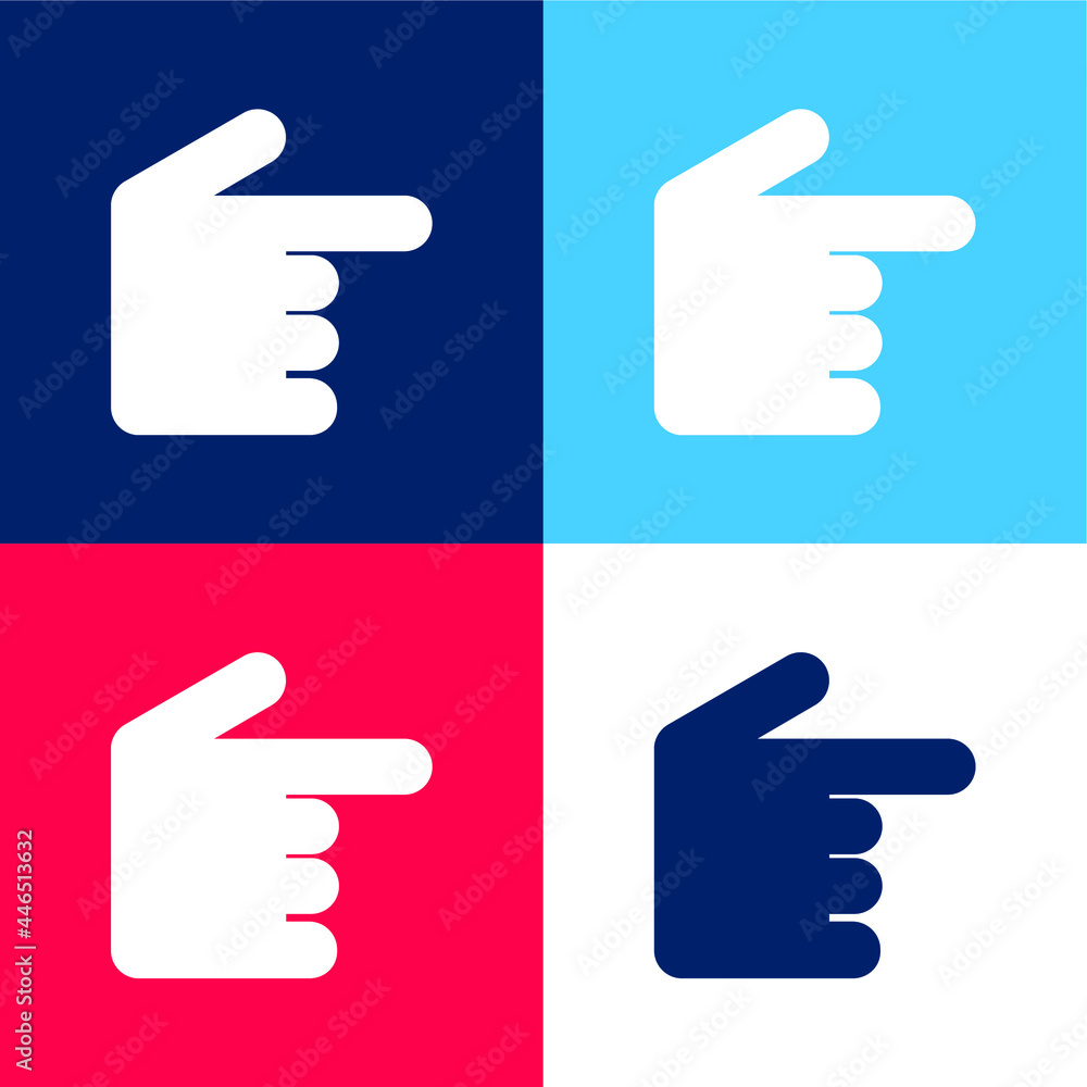 Black Hand Pointing To Right blue and red four color minimal icon set Black Hand Pointing To Right blue and red four color minimal icon set